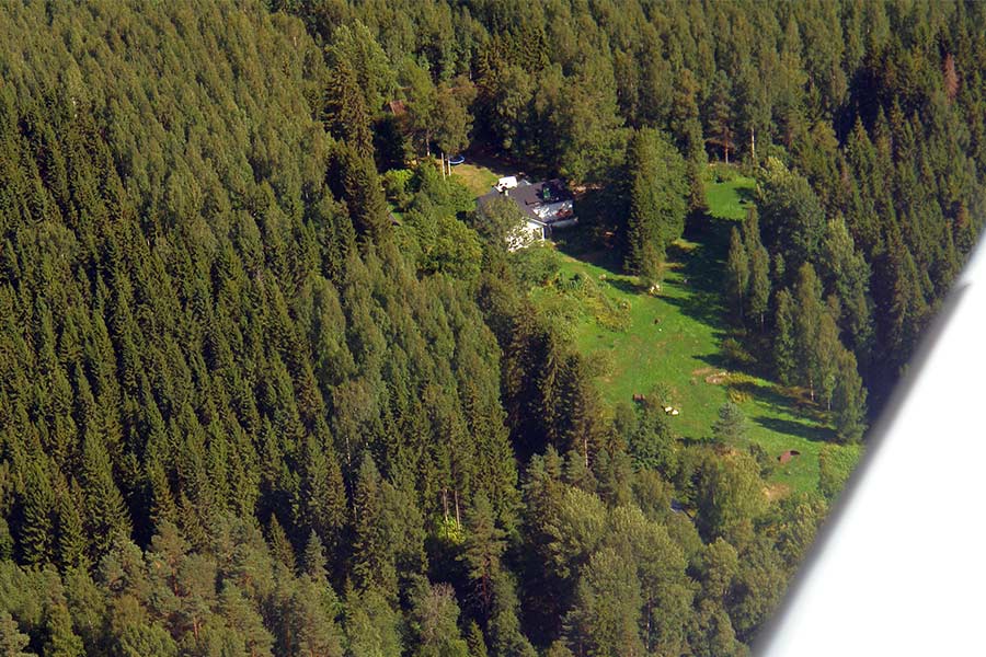 An aerial photo of the sculpture park.